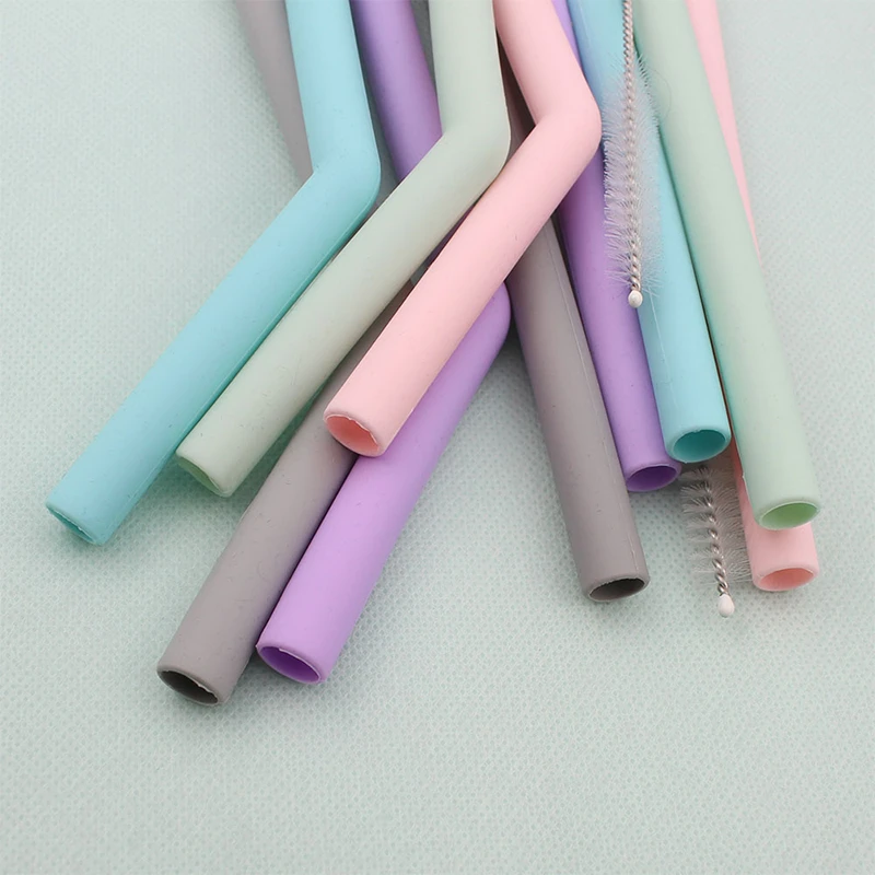 4/7Pcs Set Reusable Silicone Drinking Straws Foldable Straight Flexible With Cleaning Brush For Tumbler Bar Party | Дом и сад