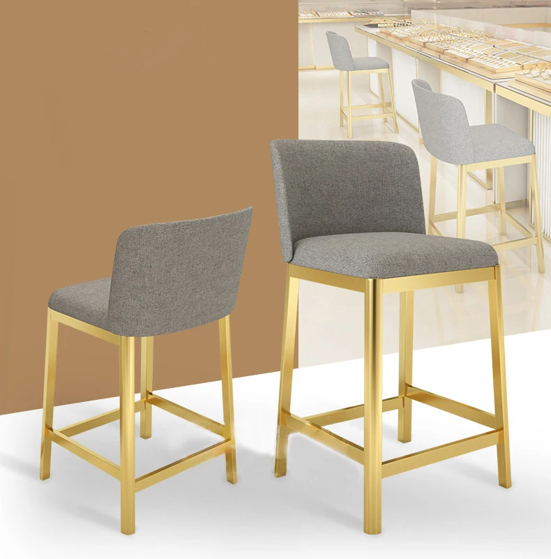

Minimalist modern style metal soft sponge bar chair PU leather leisure stool for jewelry shop home bar Pub apartment