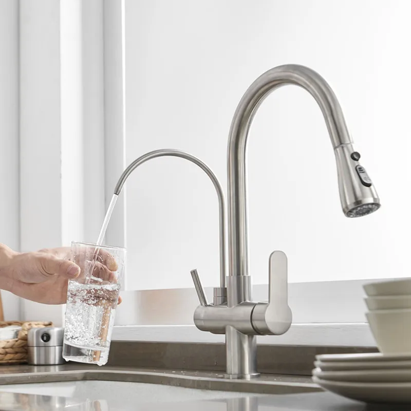 Смеситель для кухни с сенсорным экраном трехходовой фильтр смесители кухонной