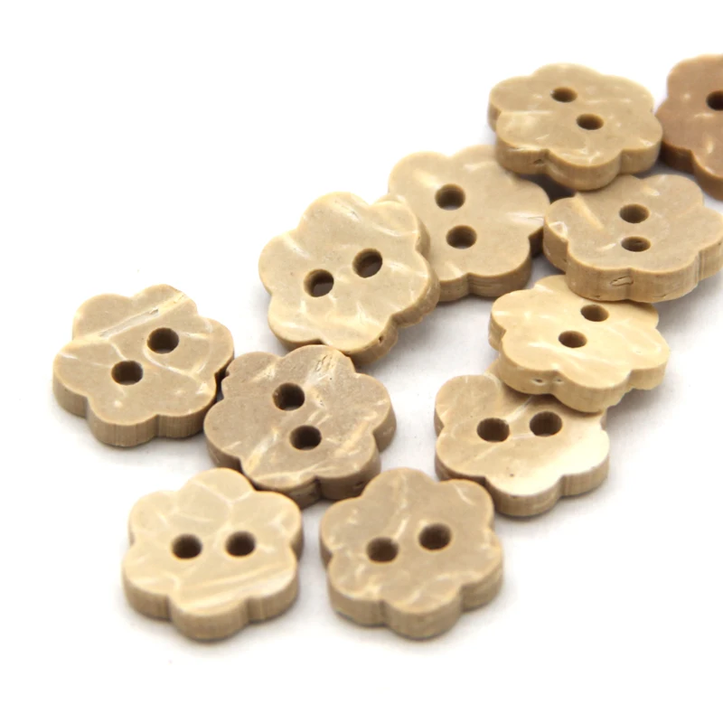11mm Flower Natural White Coconut Wooden Buttons For Clothing Baby Doll Small DIY Crafts Shirt Children Scrapbooking Wholesale
