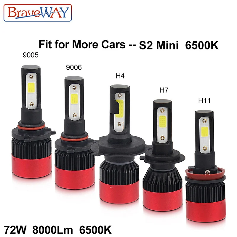 6000 К Холодный Белый Braveway H1 H4 H7 H8 H11 9005 HB3 9006 HB4 светодиодные лампы для автомобилей и мотоциклов светодиодные лампы головной светильник тумана светильник льда светильник - Испускаемый цвет: 6000 К Холодный Белый