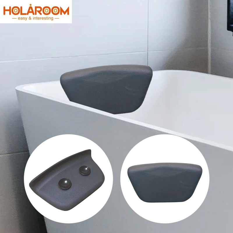 

Подушка для ванны HOLAROOM с нескользящей присоской, эргономичный подголовник из искусственной кожи для дома, отдыха, головы, шеи