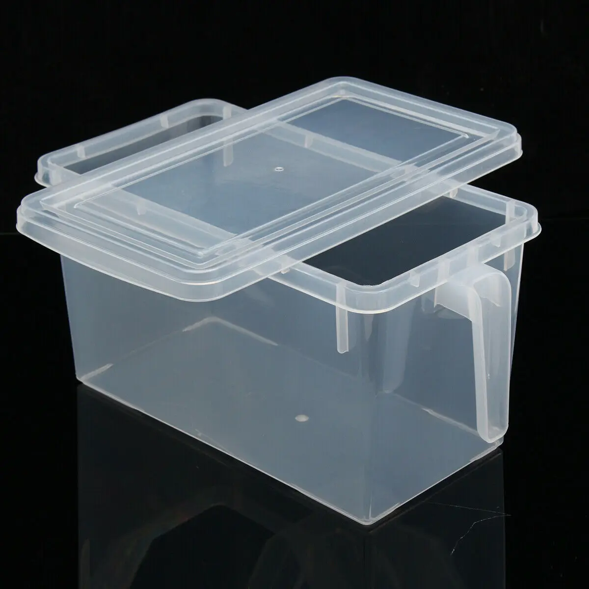 

Food Storage Box Sealed Crisper Refrigerator Case Kitchen Organizer Box with Plastic Handle Large Capacity Food Boxs 4.7L