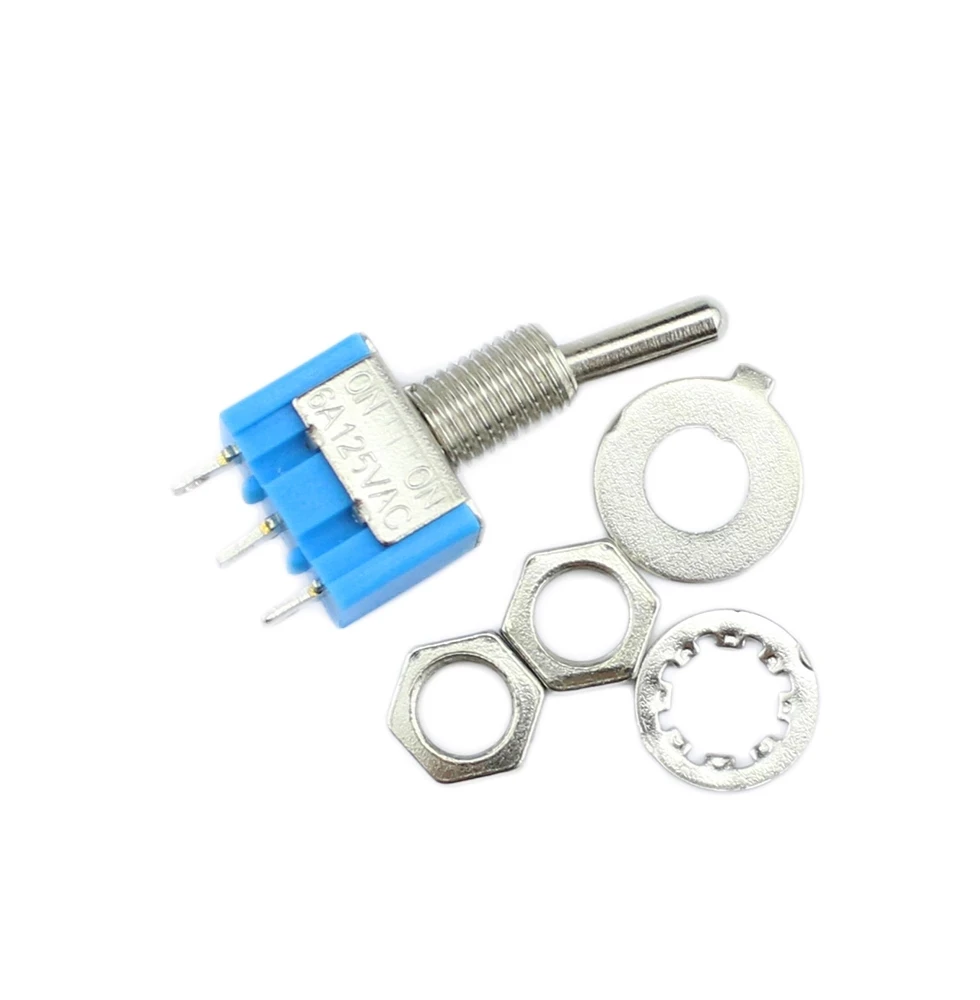 

10pc/LOT Blue Mini MTS-102 3-Pin SPDT ON-ON 6A 125VAC Miniature Toggle Switches MTS-103 3-Pin ON-OFF-ON
