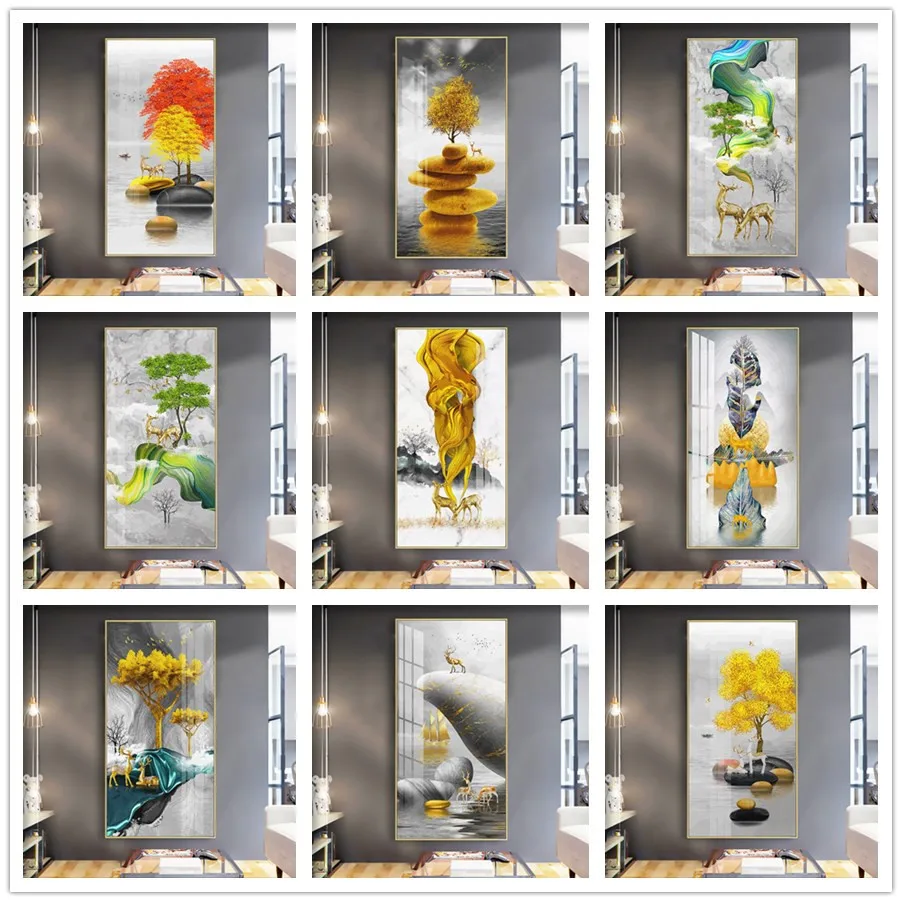 

Large Size 60x120cm DIY Painting By Numbers Lucky Deer Painting Entrance Landscape Hallway Hanging Painting Wall Art Picture