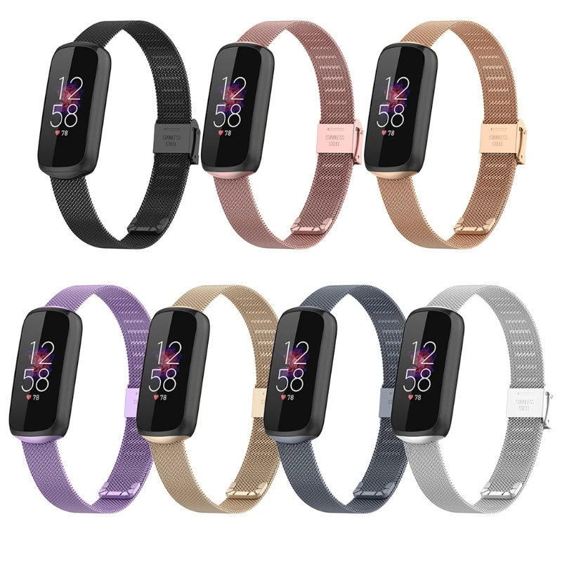 

Stainless Strap Compatible with Fitbit-Luxe Waterproof-Durable Watch Buckle Mesh Fashion Bands Replace Sports Wristband