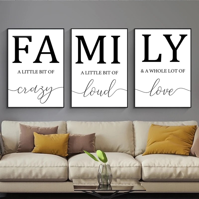 Современный Скандинавский минималистский Плакаты Семья знак холст картины