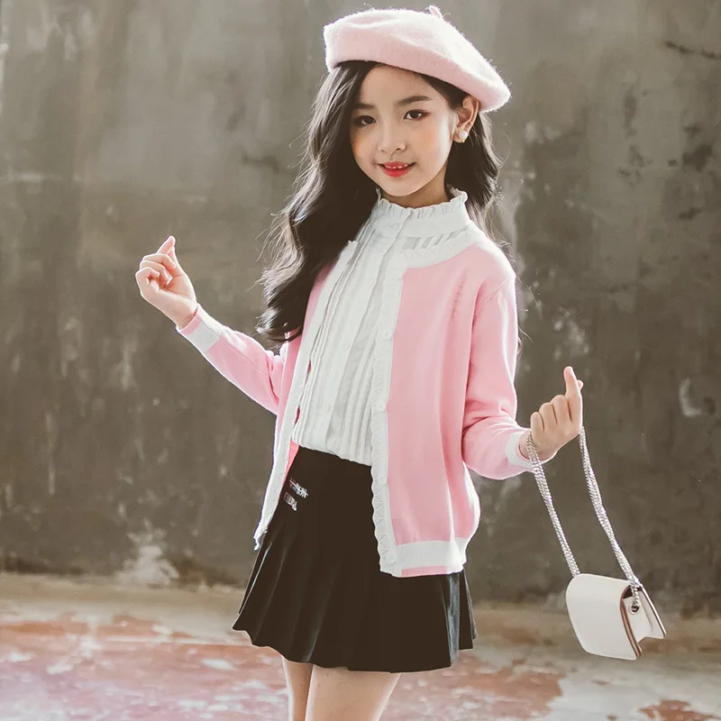 

Girls Knit Jacket Fashion Baby Girl Cardigan Sweater Spring Thin Sweaters For Girls Kids Beading Knitted Cardigan Sweaters 2-8 Y