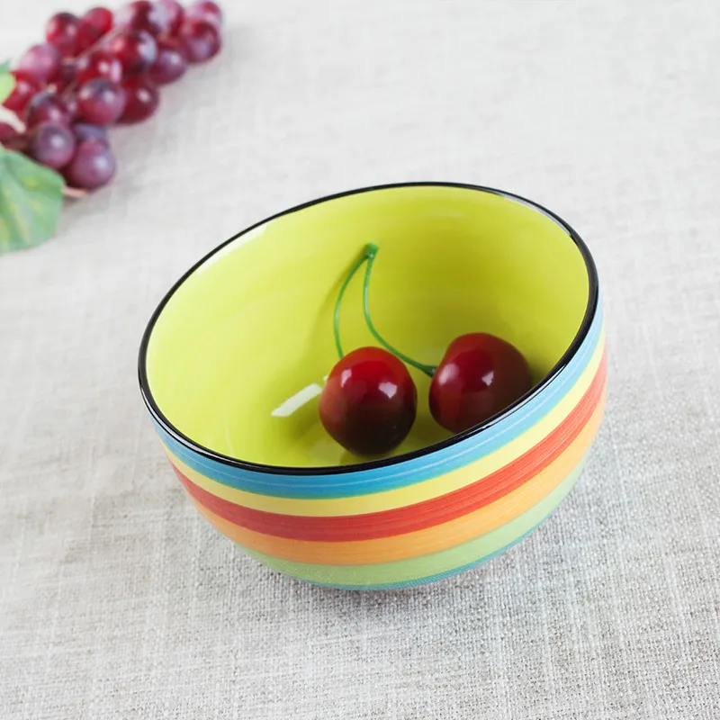 Радуга смешивая чаша цвет керамические миски ручная подглазурная роспись