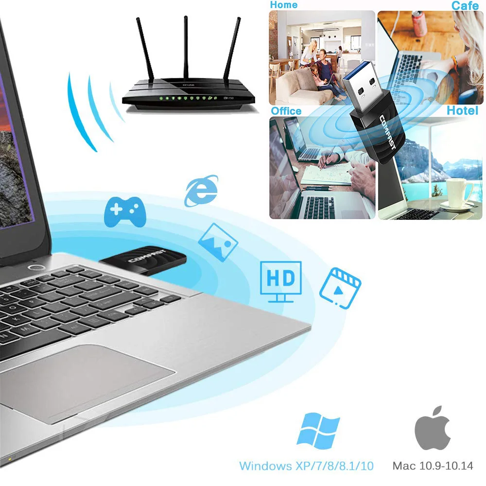 Comfast Wi Fi адаптер AC1300Mbps USB3.0 Dongle Беспроводной 5 ГГц/2 4 ГГц двухдиапазонный 802.11AC USB для