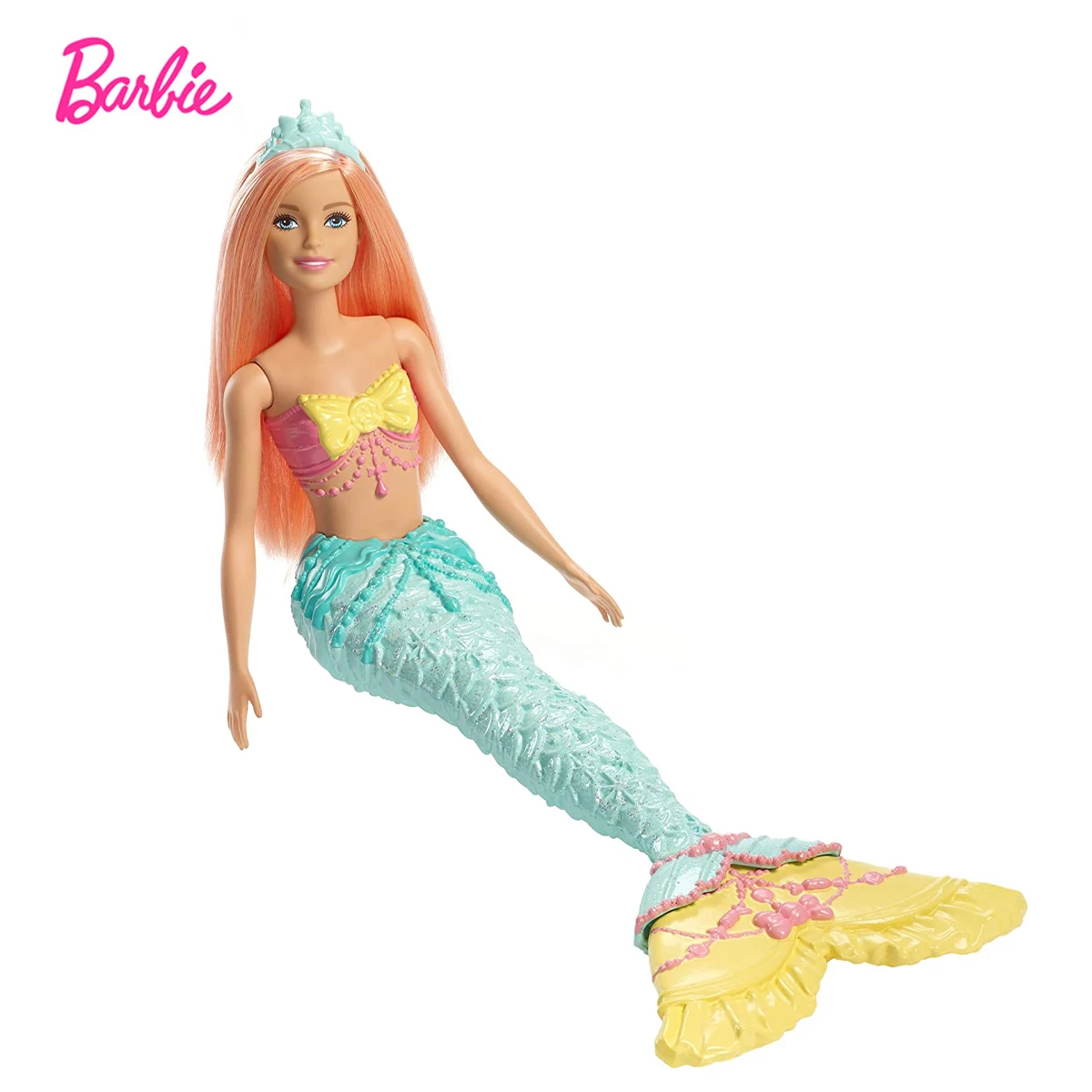 

Барби 12-дюймовый Dreamtopia Русалка Кукла с радужным хвостом кораллового цвета для волос, платье принцессы для девочки для детей подарок на день ...