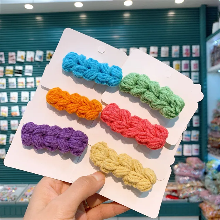 

Korean Knit Hair Clips For Baby Girls Little Peincess Hair Pins Kids Hair Accessories Children Party Show Hair Styling Tools