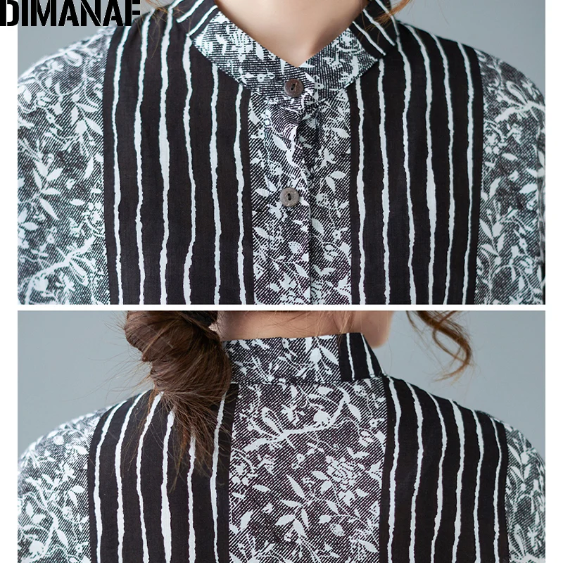 

DIMANAF 2021 Plus Size Summer Women Blouse Shirt Oversize Vintage Floral Print Lady Top Tunic Loose Casual Shirt Button Cardigan