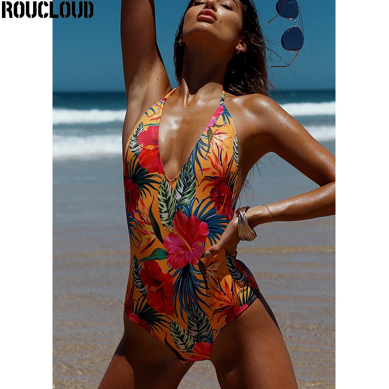 2020 сексуальный цельный купальник с цветочным принтом женский монокини открытая