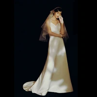 kaunissina sexy open back wedding dress sleeveless spaghetti straps floor length simple wedding gowns bride marriage white dress