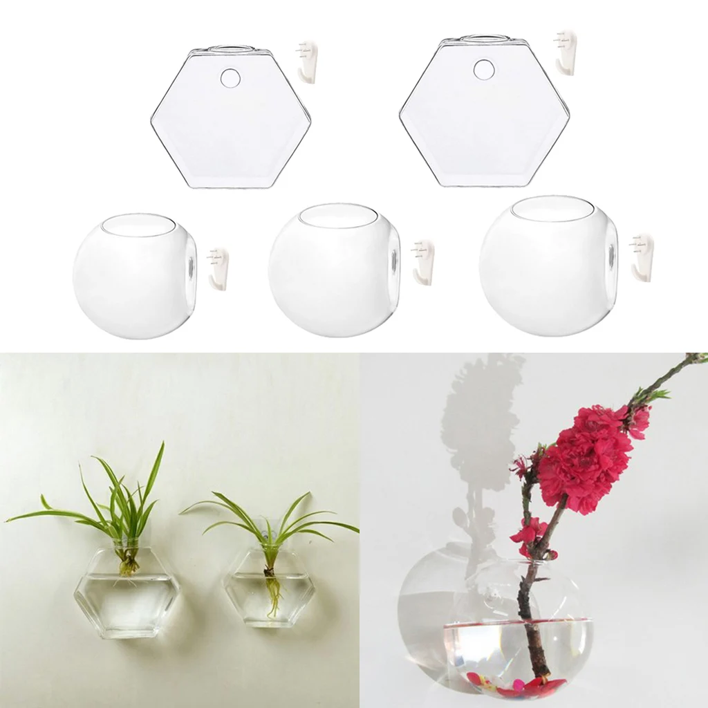 

5 Style Hydroponic Glass Vase Plant Flower Pot Fish Tank Terrarium Wall Hanging Pots