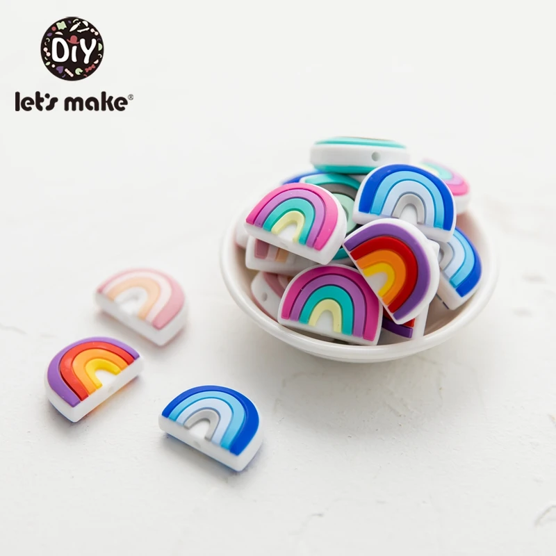 Let's Make-Cuentas de silicona para beb&eacute;, juguetes de mordedor, accesorio de grado alimenticio, collar de silicona para beb&eacute;, joyer&iacute;a DIY, 5 uds.-2