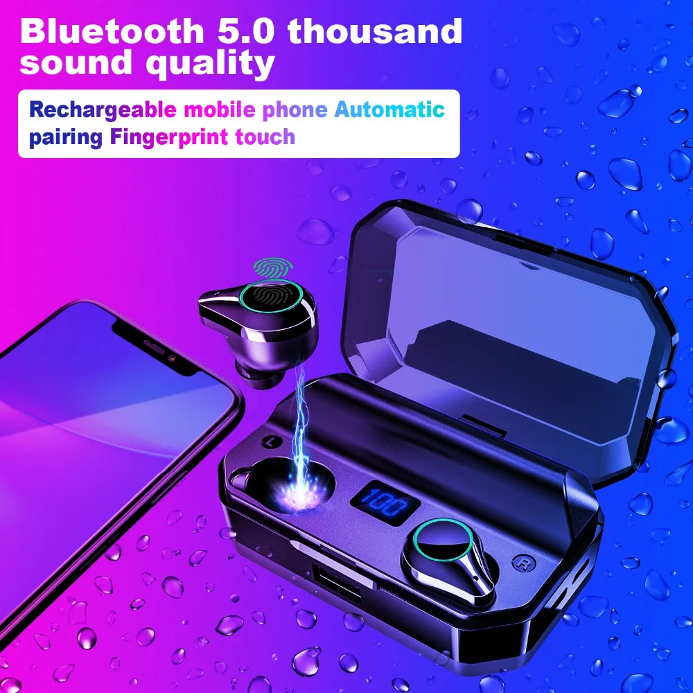 Robotsky беспроводные наушники TWS Bluetooth V5.0 9D стерео IPX7 водонепроницаемый 7000 мАч светодиодный блок питания телефон беспроводные наушники вкладыши
