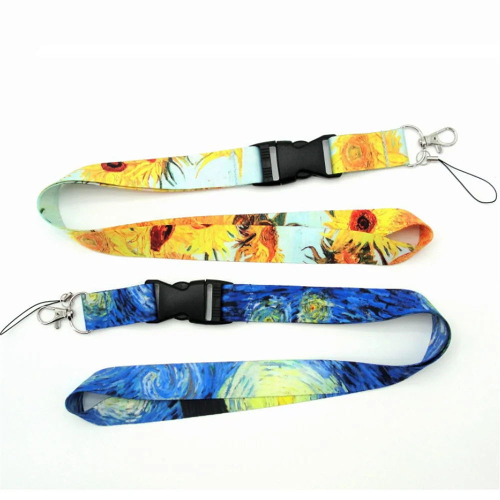 1 шт. новинка звездное солнце цветочный узор шейный ремешок веревка для ключей ID
