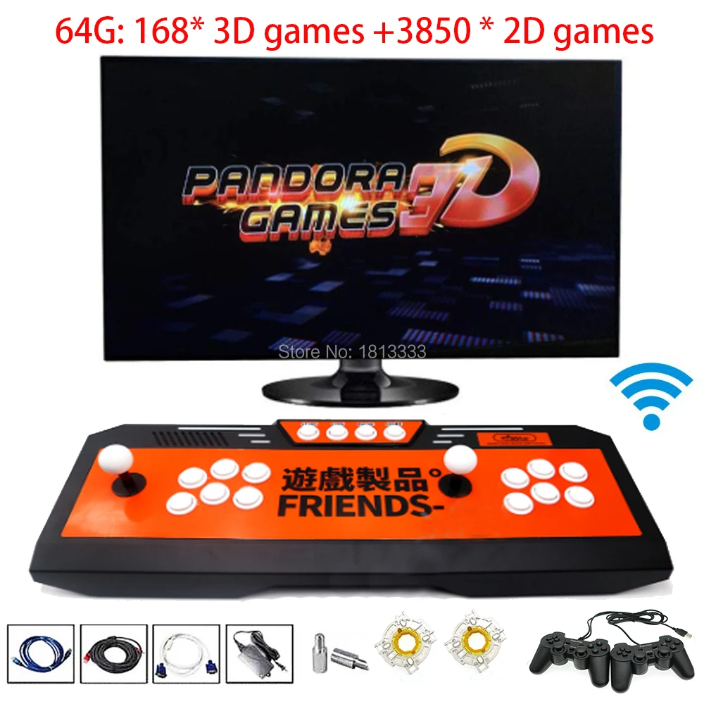 3D Pandora WIFI скачать игры 4018 в 1 игровая доска Ретро джойстик консоль PC/PS3 Аркада USB Joypad