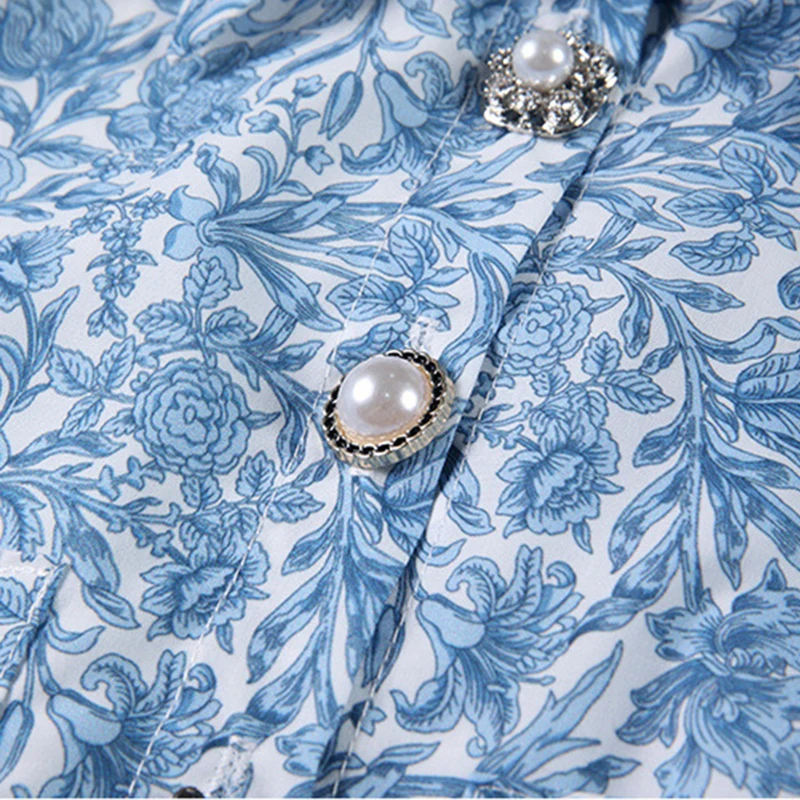 

SISPELL Print Hit Color Blouse Shirt For Female Lapel Collar Long Sleeve Loose Patchwork Buttons Women's Casual Shirt Fashion