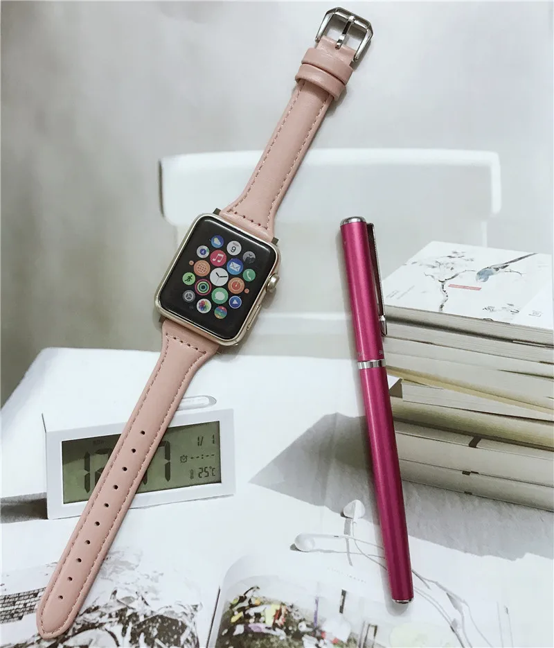 

High quality Genuine Leather loop strap for iWatch band 40mm 44mm Strap for Apple watch 42mm 38mm Series 2 3 4 5 6 SE