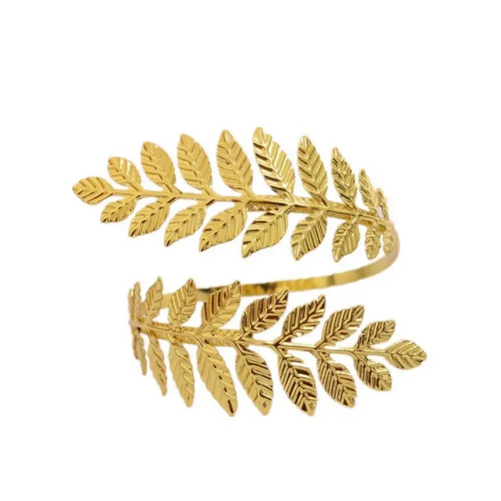 

Fashion Women Metal Leaf Charm Open Bracelet Arm Cuff Armlet Bangle Fine Jewelry