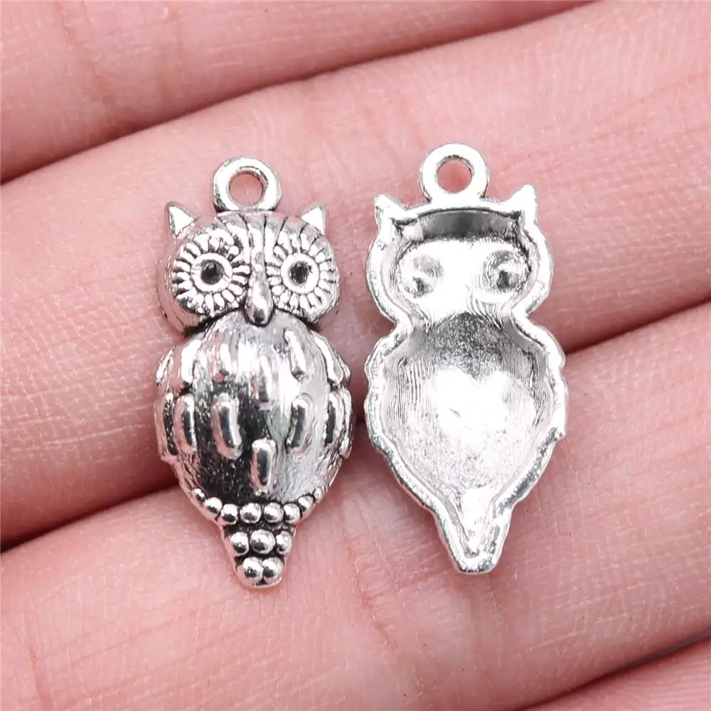 

WYSIWYG 10pcs Charms 23x11mm Owl Charms For Jewelry Making DIY Jewelry Findings Antique Silver Color Alloy Charms Pendant