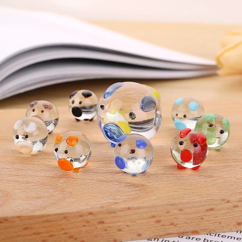 

10pcs Cute Mini Glass Pig Figurine Miniatures Student Girls Woman Birthday Christmas Gift Lovely Transparent Crystal Home Decor