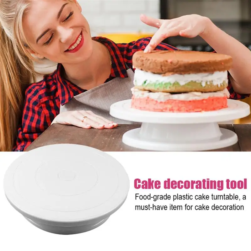 

DIY Cake Turntable Revolving Decorating Icing Display Cake Stand Non-Slip Plastic Baking Mold Plate for Wedding Birthday