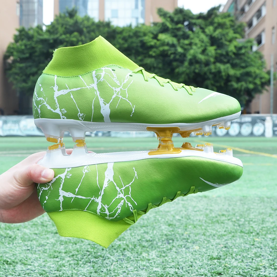 

Turf Indoor Black Men Soccer Shoes Kids Cleats Training Football Boots High Ankle Sport Sneakers