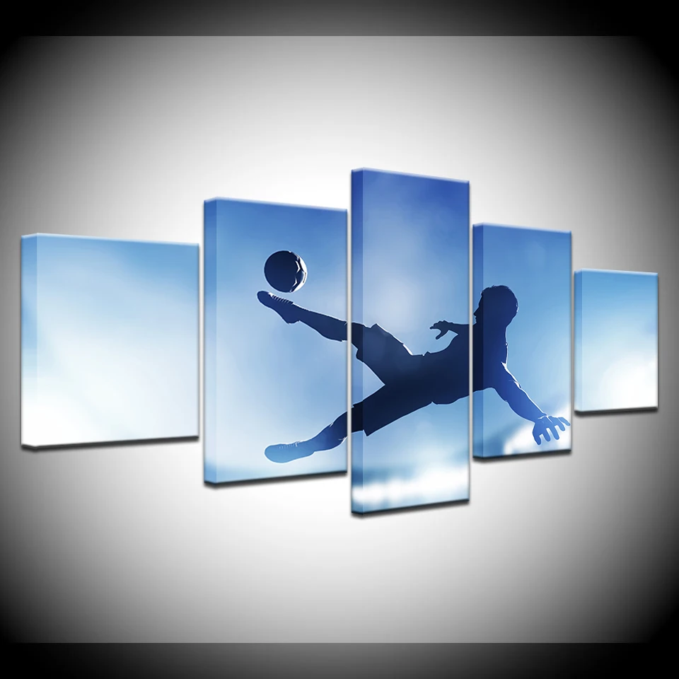 Картина на холсте футбол футболист стрельба гол 5 шт. настенная живопись