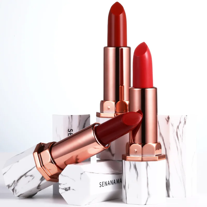Senana Мраморная красная розовая роза макияж губная помада блеск стойкая для губ