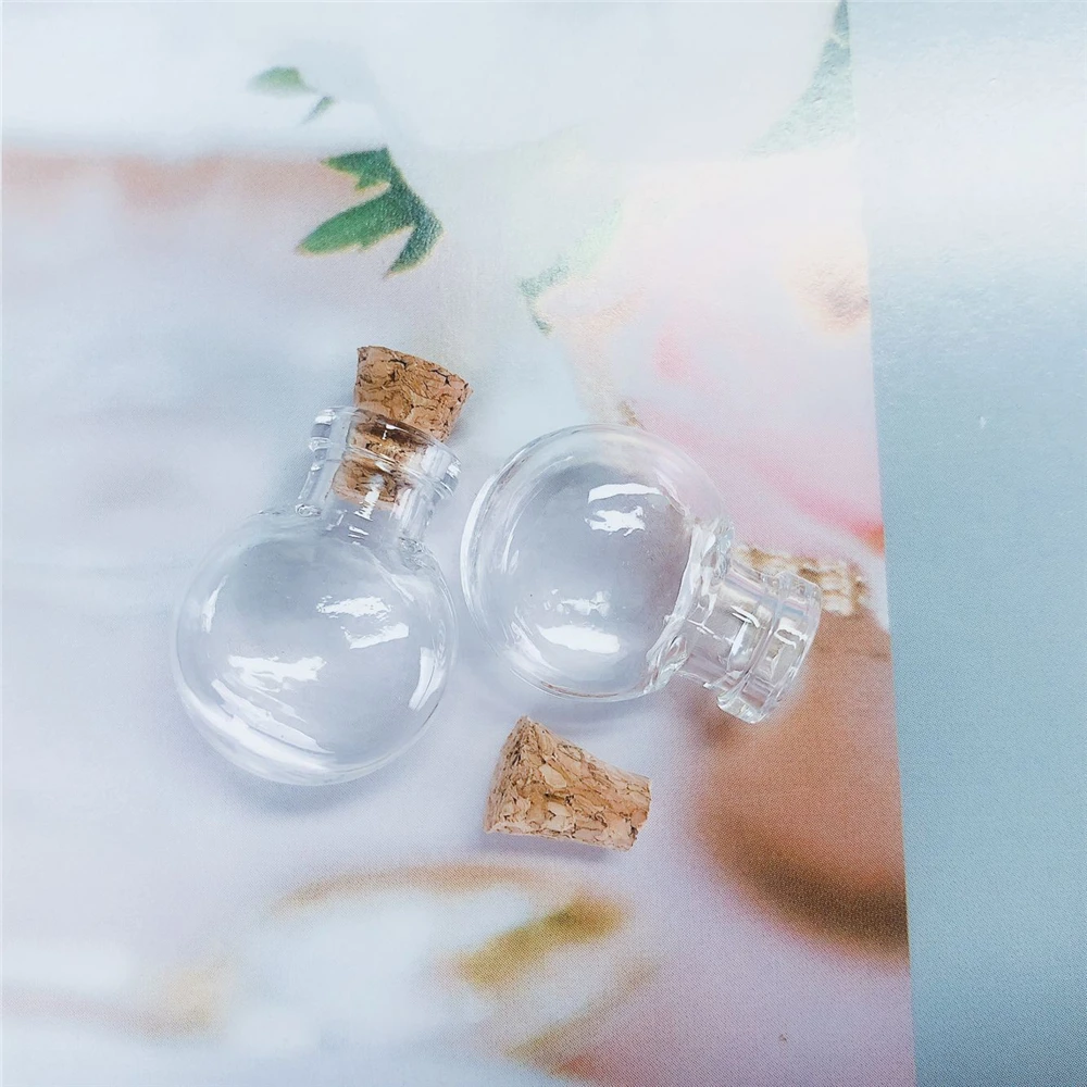 10 шт. 2 мл Маленькие Прозрачные плоские круглые стеклянные бутылки с пробкой