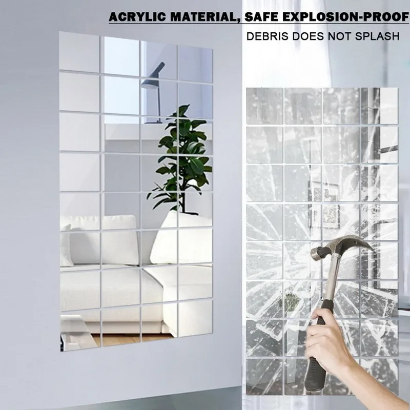 

9/16/32pcs 15*15cm Mirror Wall Stickers Decorative Wall Mirrors for Home Decor Bathroom Bedroom Livingroom Modern Accessories