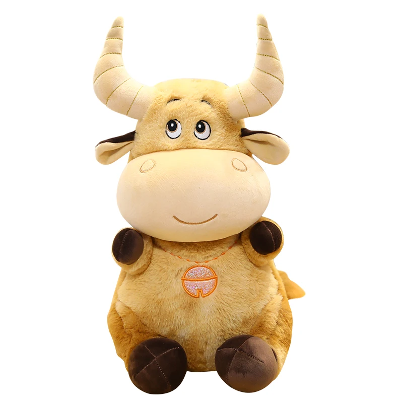 

Candice guo! cute plush toy lovely cartoon animal smiling bull fat cattle ox soft stuffed doll cushion birthday Christmas gift