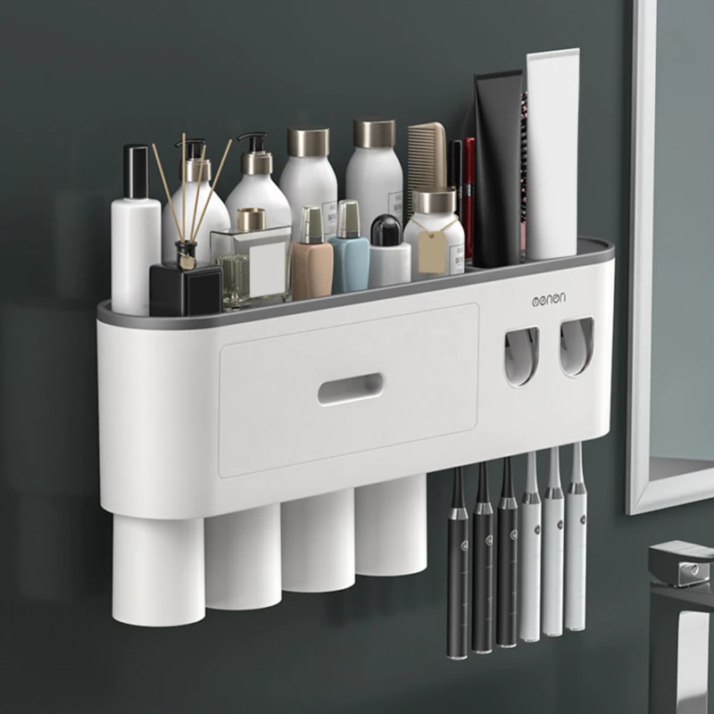 

Adsorption Inverted Toothbrush Holder Double Automatic Toothpaste Squeezer Dispenser Storage Rack Bathroom Accessories