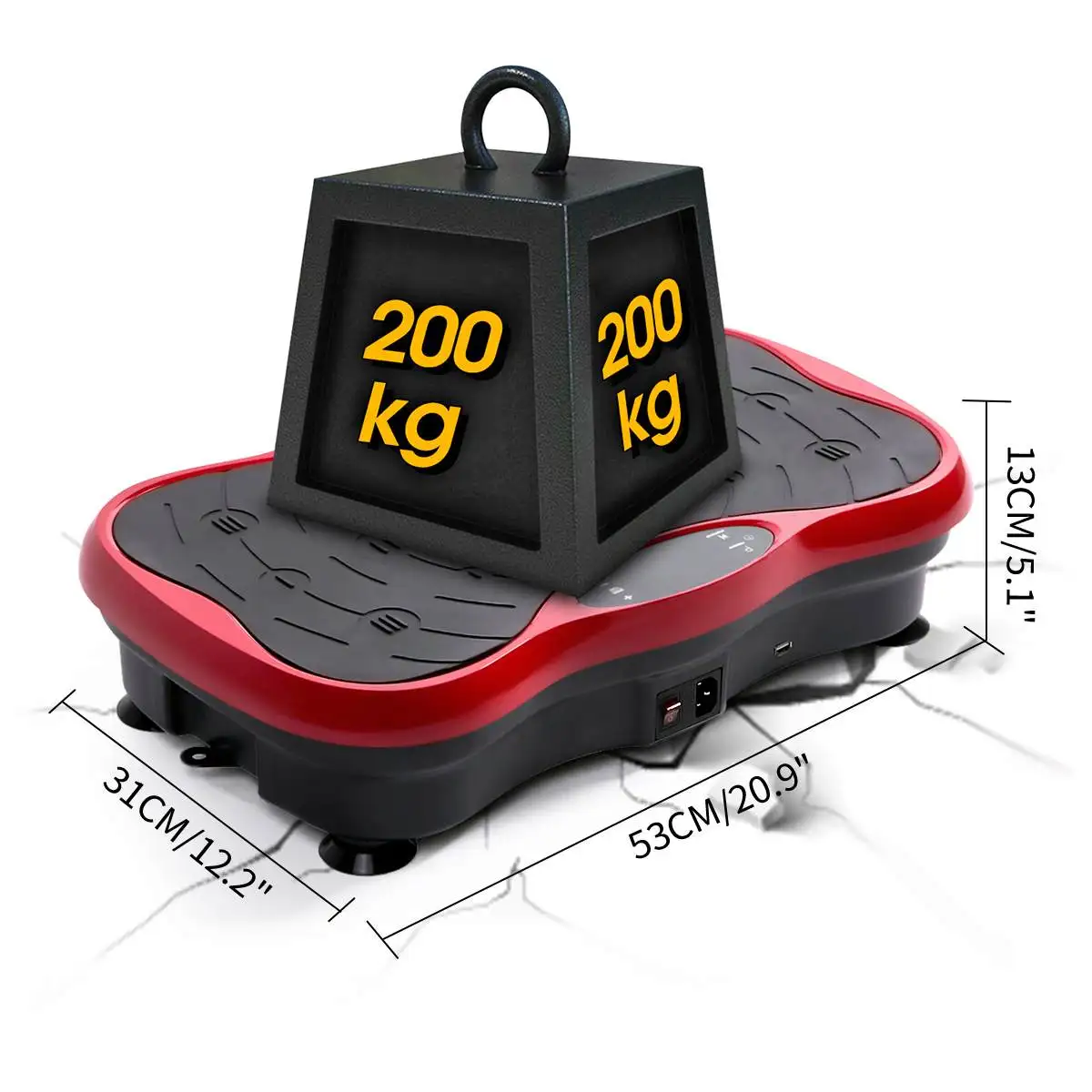 

200KG/441LBS Exercise Fitness Slim Vibration Machine Trainer Plate Platform Body Shaper with Resistance Bands 220V EU Plug