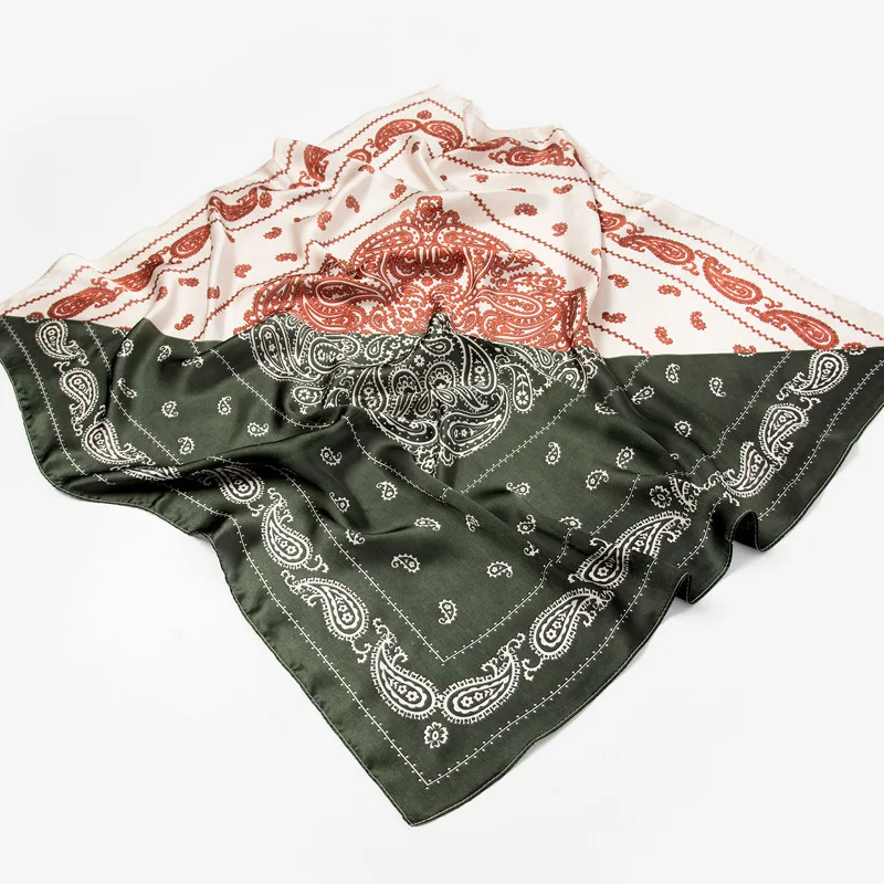 Женский маленький квадратный шарф 70*70 см шифоновый шелковый винтажный с цветами