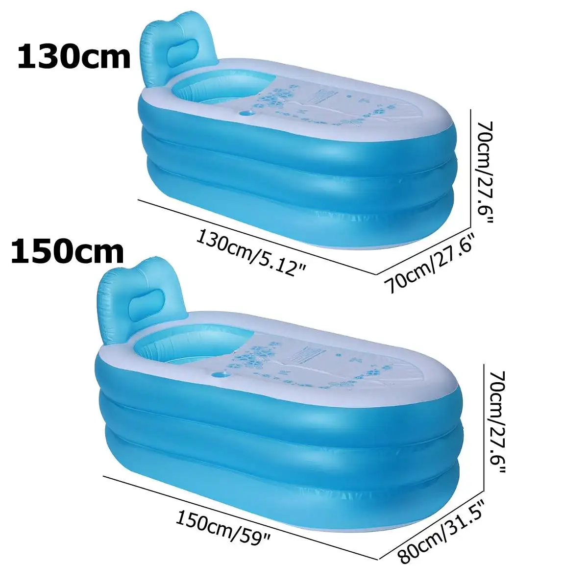 

150x80x70cm Large Size Inflatable Bath Bathtub SPA PVC Folding Portable For Adults Household Inflatable Tub
