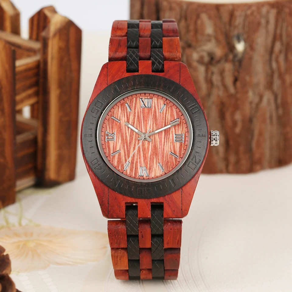 Винтажные деревянные часы повседневные кварцевые наручные полностью из