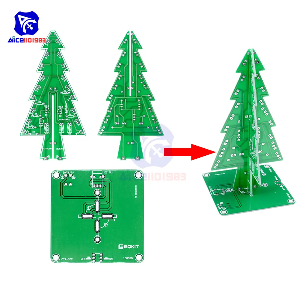 Diymore DIY 3D Рождественская елка для пайки практика Электронная наука собрать комплект 3 цвета мигающий светодиодный PCB