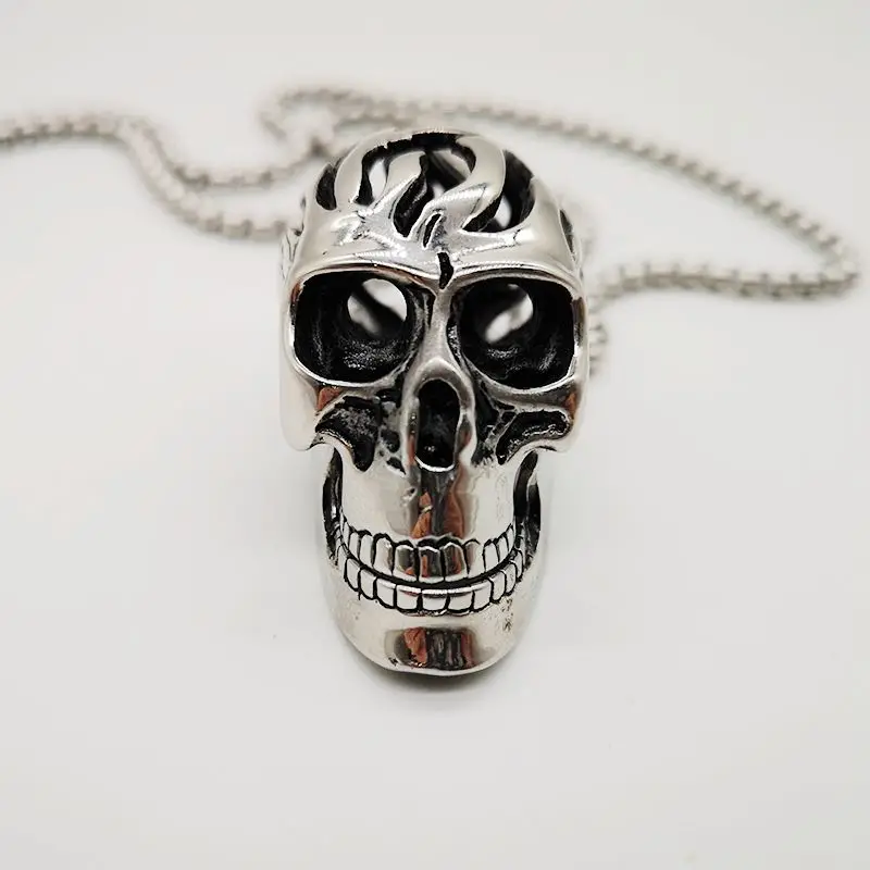 Новый Gothetic 316L Нержавеющая сталь большой 3D ожерелье с кулоном череп мужские