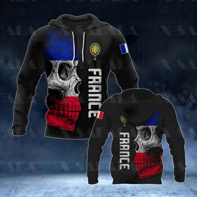 

FRANCE COAT OF ARMS SKULL Flag Map 3D Printed Man Female Zipper HOODIE Pullover Sweatshirt Hooded Jersey Tracksuits