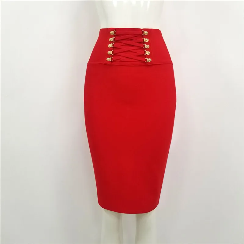 Высококачественная юбка с завышенной талией, 3 цвета, белая, черная, красная, бандажная юбка длиной до колен, блестящая праздничная одежда от AliExpress RU&CIS NEW