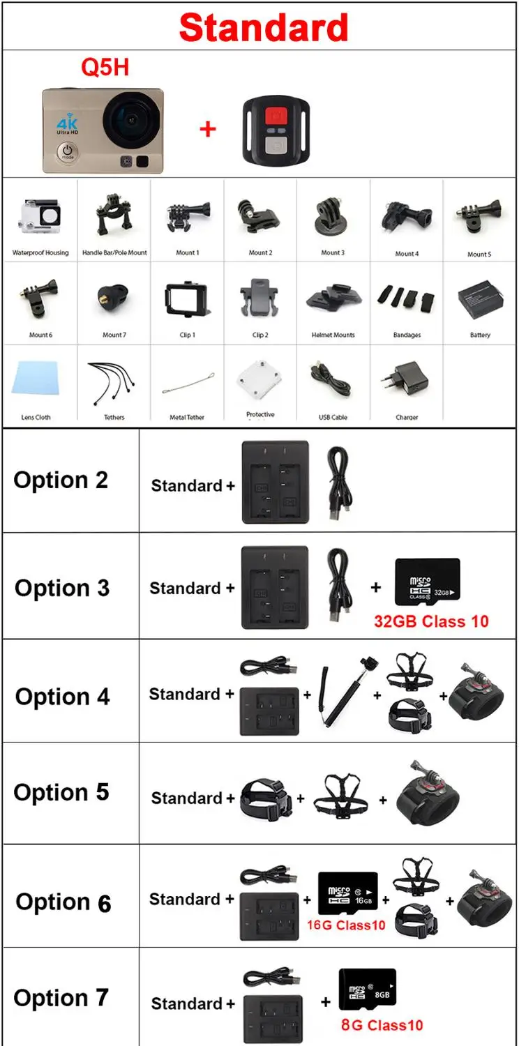 Богатая Экшн-камера Q5H pro 4 K, WiFi, Ultra HD, Full 1080 P, Экшн-камера s, водонепроницаемая подводная камера, камера на шлем, Спортивная камера s go