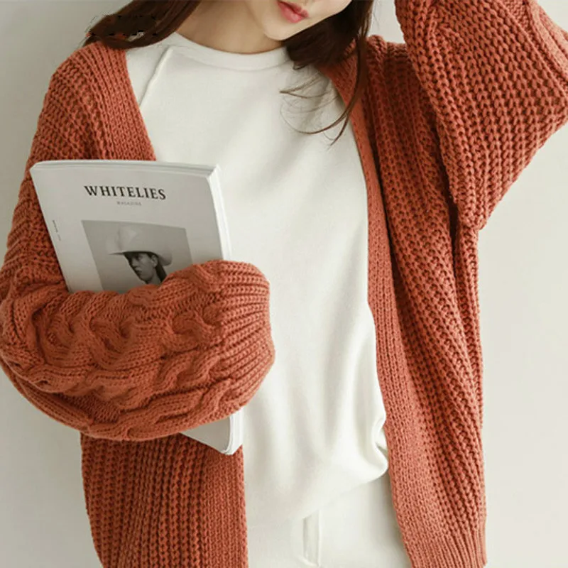 

2020 New Fashion Autumn Casual V-neck Long Sleeve Women Winter Twisted Female Knit Cardigans Open Stitch Cardigan Loose Sweater