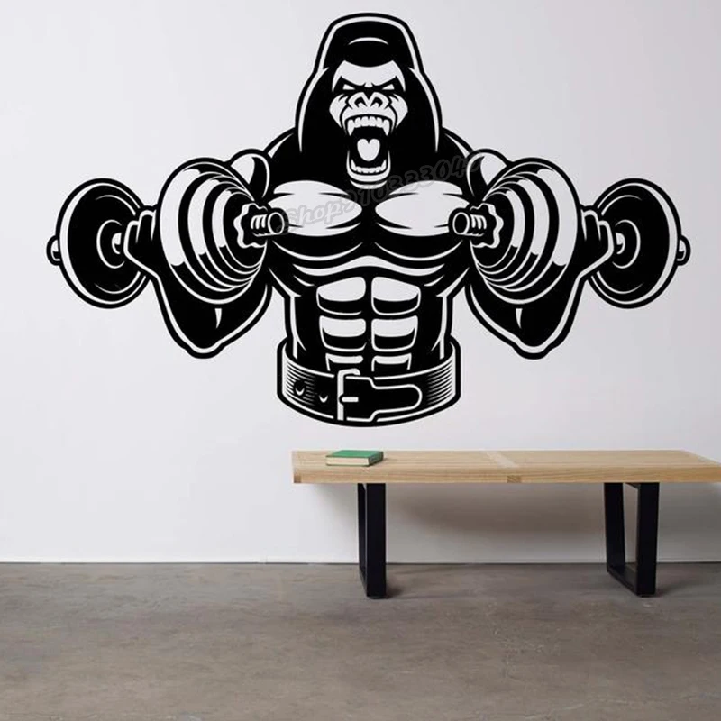 

Workout Athletic Gym Muscle Logo Wall Decal Fitness Beast Barbell Bodybuilding Healthy Wall Sticker Room Decor Vinyl Decal B234