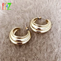 f j4z hot chic earrings for women fashion golden alloy c hoop earring minimalist ladies anti allergy ear jewelry gifts dropship