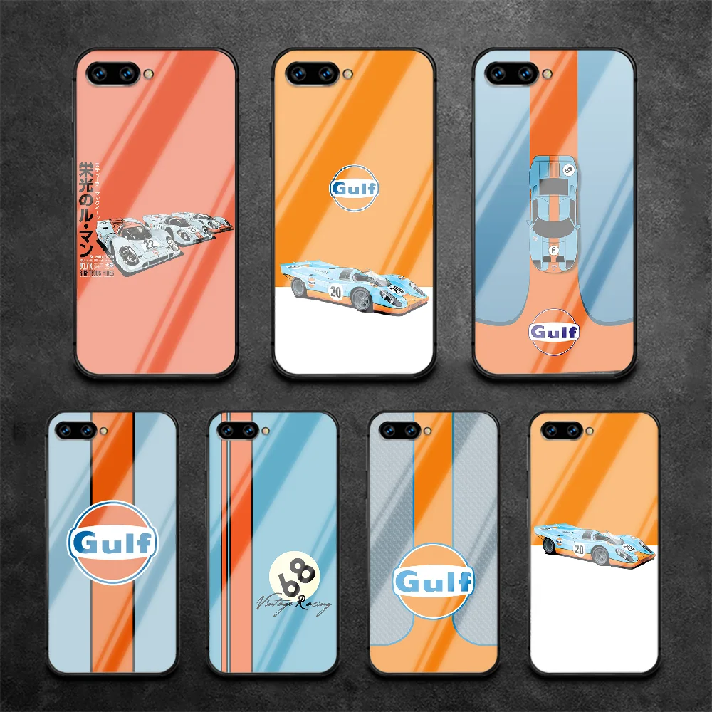 

Car Racing Gulf Phone Tempered Glass Case Cover For Huawei Honor 7 8 9 10 20 A X I Lite Prime Tpu Luxury Pretty